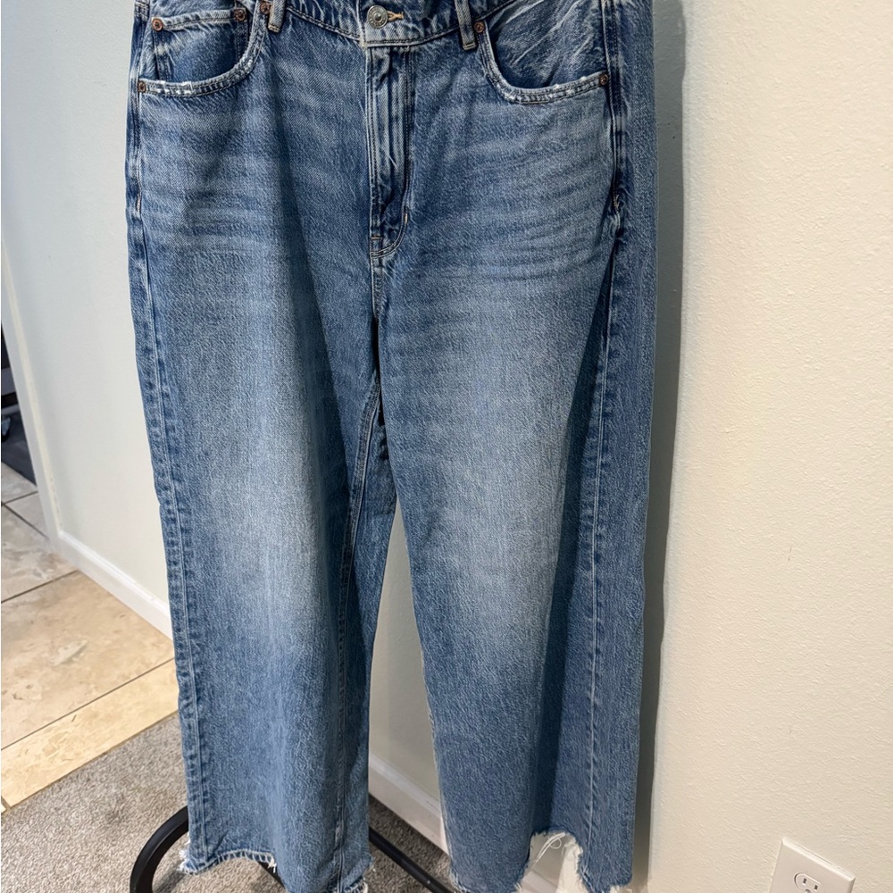 American Eagle Outfitters Blue Flare Wide Leg Jeans